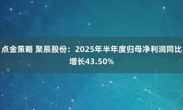 点金策略 聚辰股份：2025年半年度归母净利润同比增长43.50%